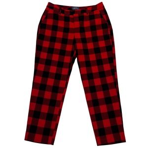 Old Navy Harper Red Black Buffalo Plaid Checkered Lumberjack Cabin Pants Size 12